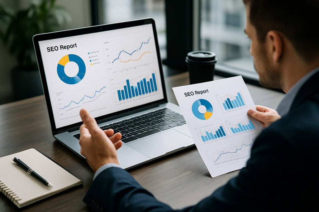 Graphique illustrant les bénéfices du reporting SEO régulier
