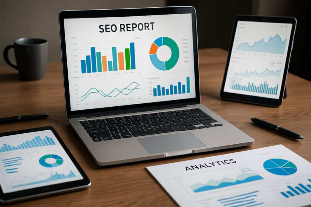 Outils de reporting SEO sur un bureau