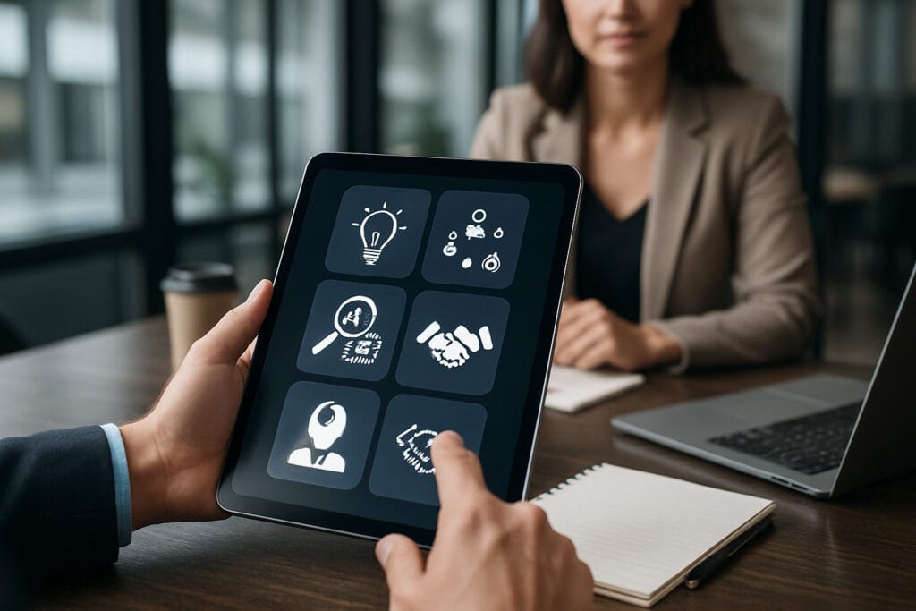 Personne utilisant une stratégie pour choisir une agence IA