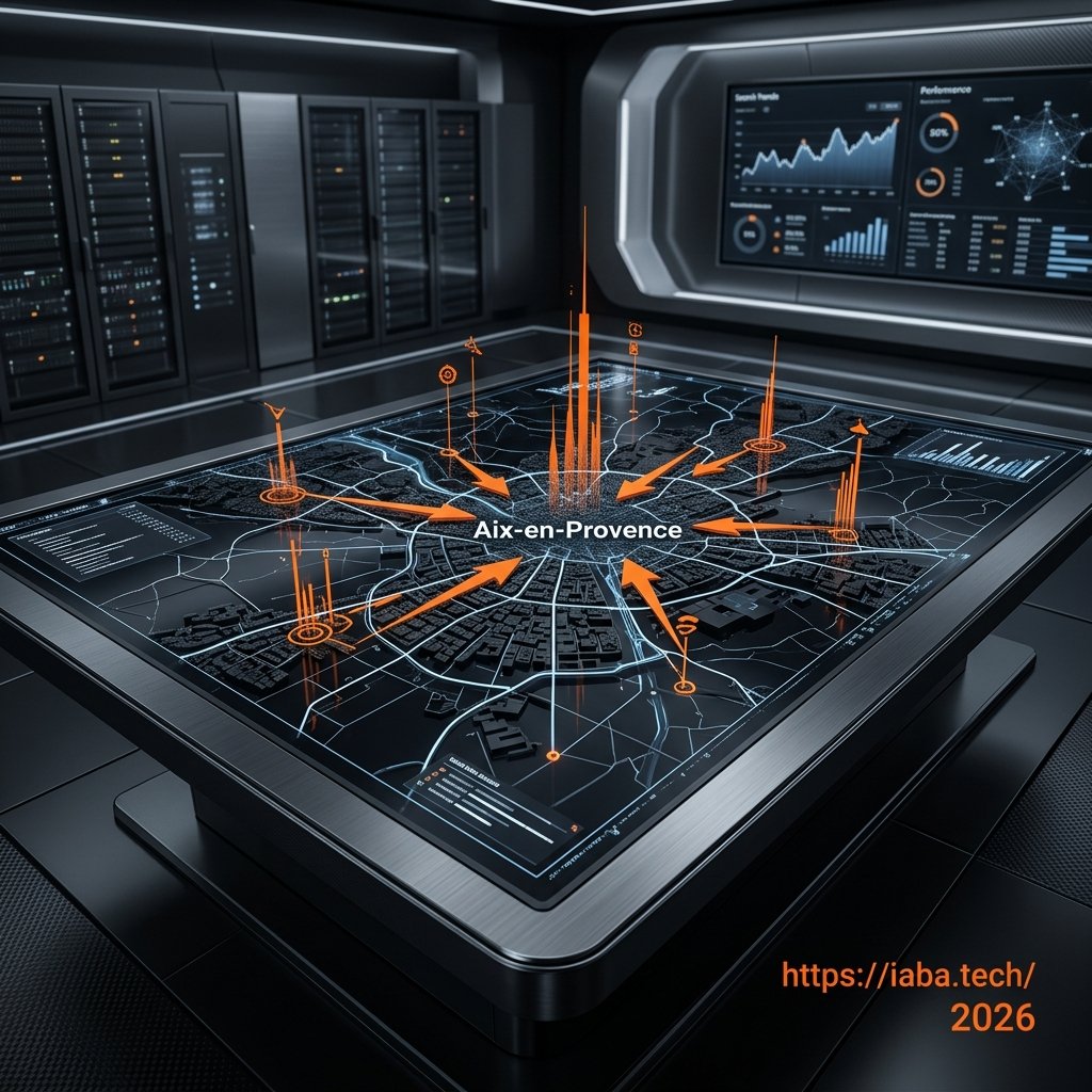 Carte de zone d'intervention exclusive pour agence SEM à Aix-en-Provence ciblant la domination concurrentielle locale.