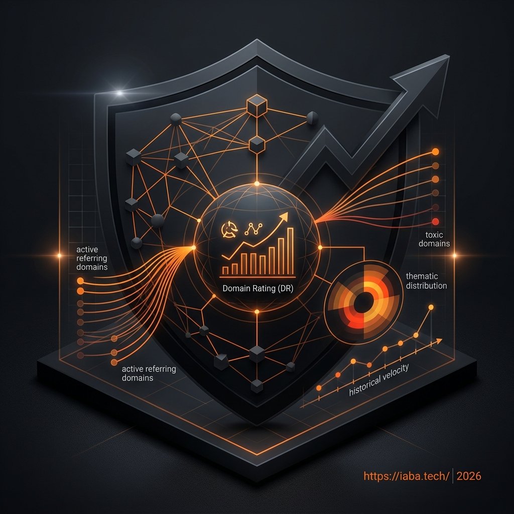 Tableau de bord d'audit d'autorité SEO présentant l'analyse des domaines référents, scores DR et gaps de netlinking concurrentiels.