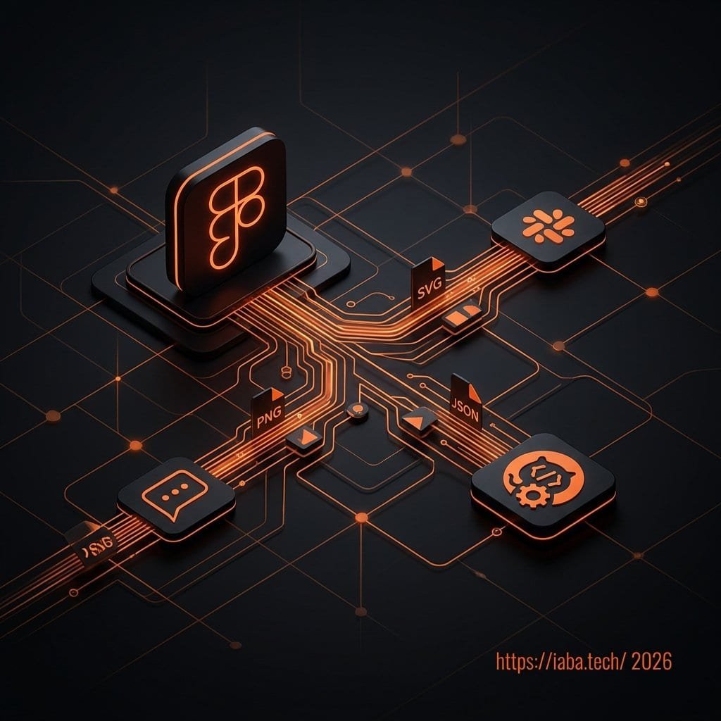 Interface de transfert automatique Figma vers Slack et GitHub affichant des exports de composants et specs techniques.