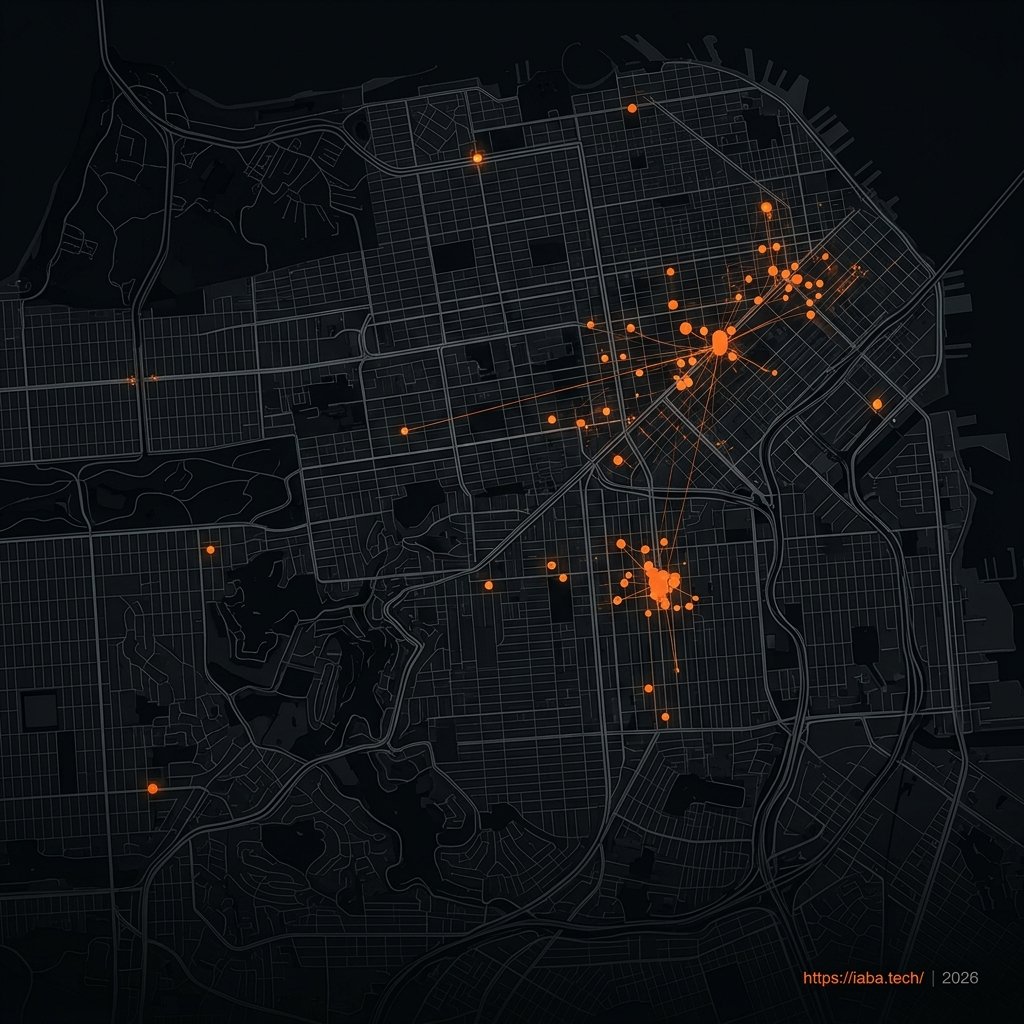 Interface montrant le processus de conversion des requêtes géolocalisées en mandats confirmés via la plateforme GEO.