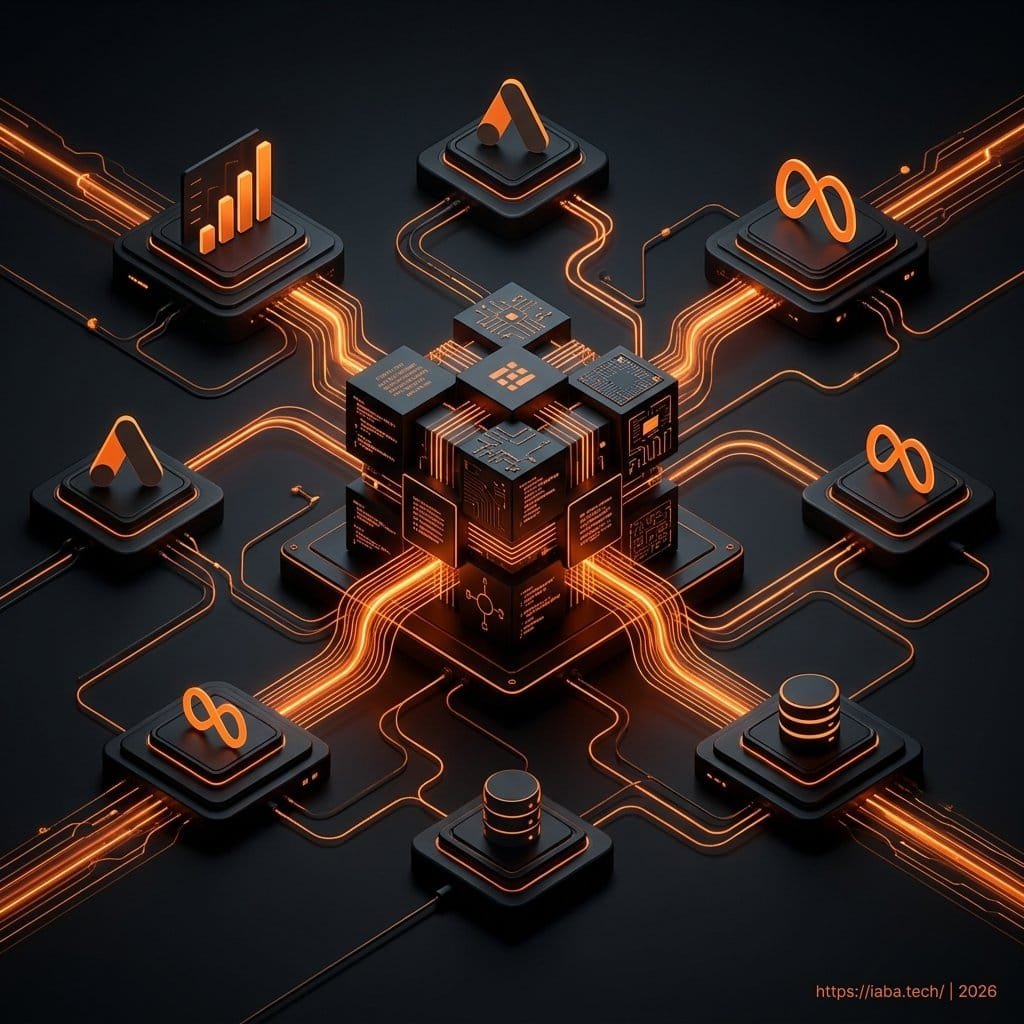 Schéma technique d'un dataLayer événementiel structuré GA4 connectant les interactions utilisateurs aux outils marketing et CRM en temps réel.