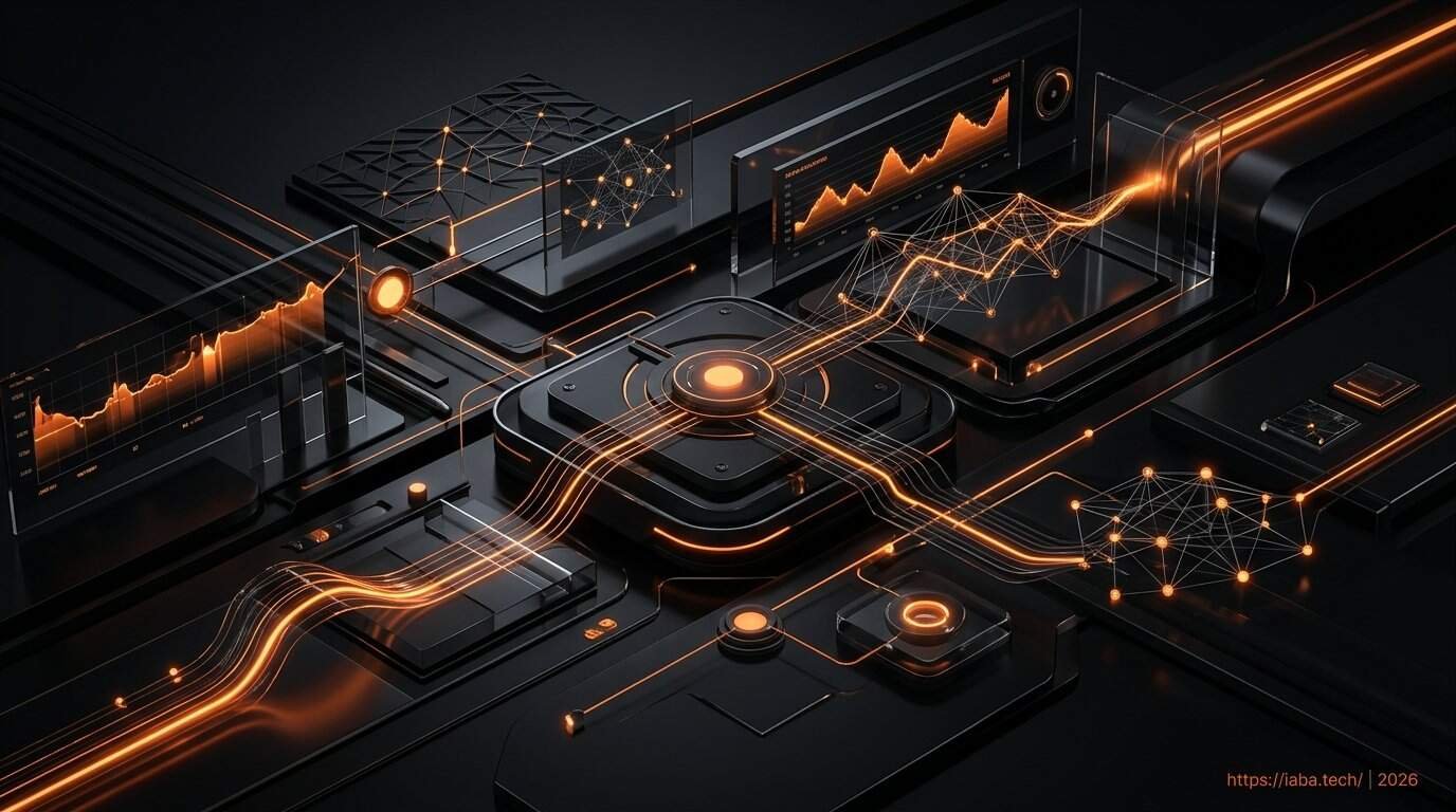 Visualisation de structures de données en expansion exponentielle, illustrant le système iaba et la puissance de la croissance algorithmique.