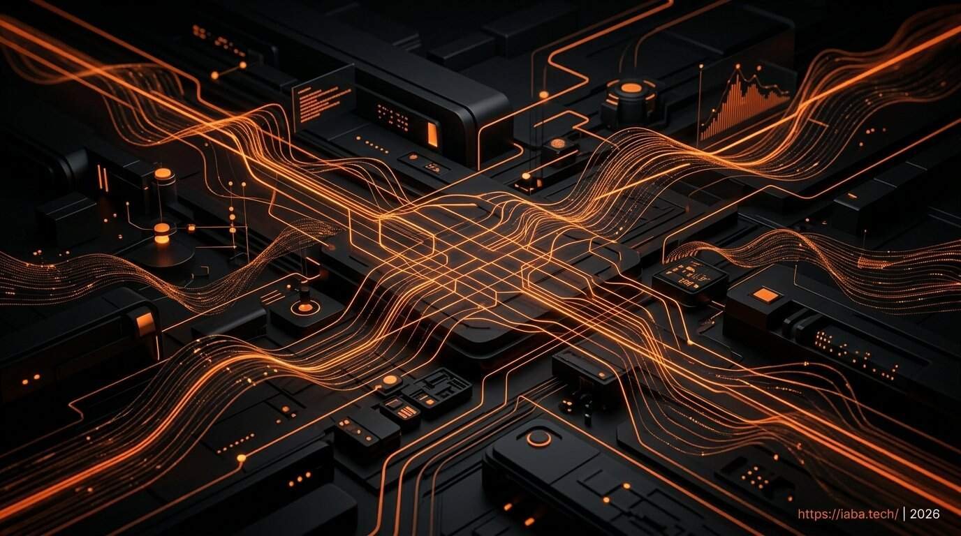 Visualisation de flux de données neuronales et interfaces dynamiques illustrant le service d'IA et personnalisation prédictive.