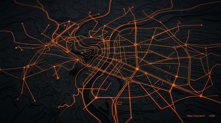 Visualisation d'un réseau de données dynamique survolant Lyon, illustrant la puissance d'une infrastructure d'acquisition client asymétrique.