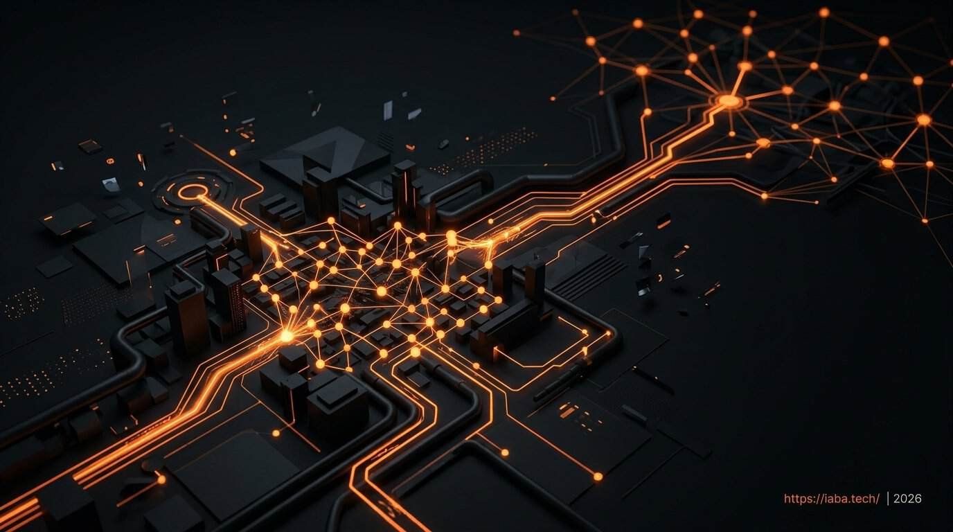 Visualisation d'un maillage géographique numérique et de flux de données, symbolisant la capture de leads qualifiés en référencement local B2B.