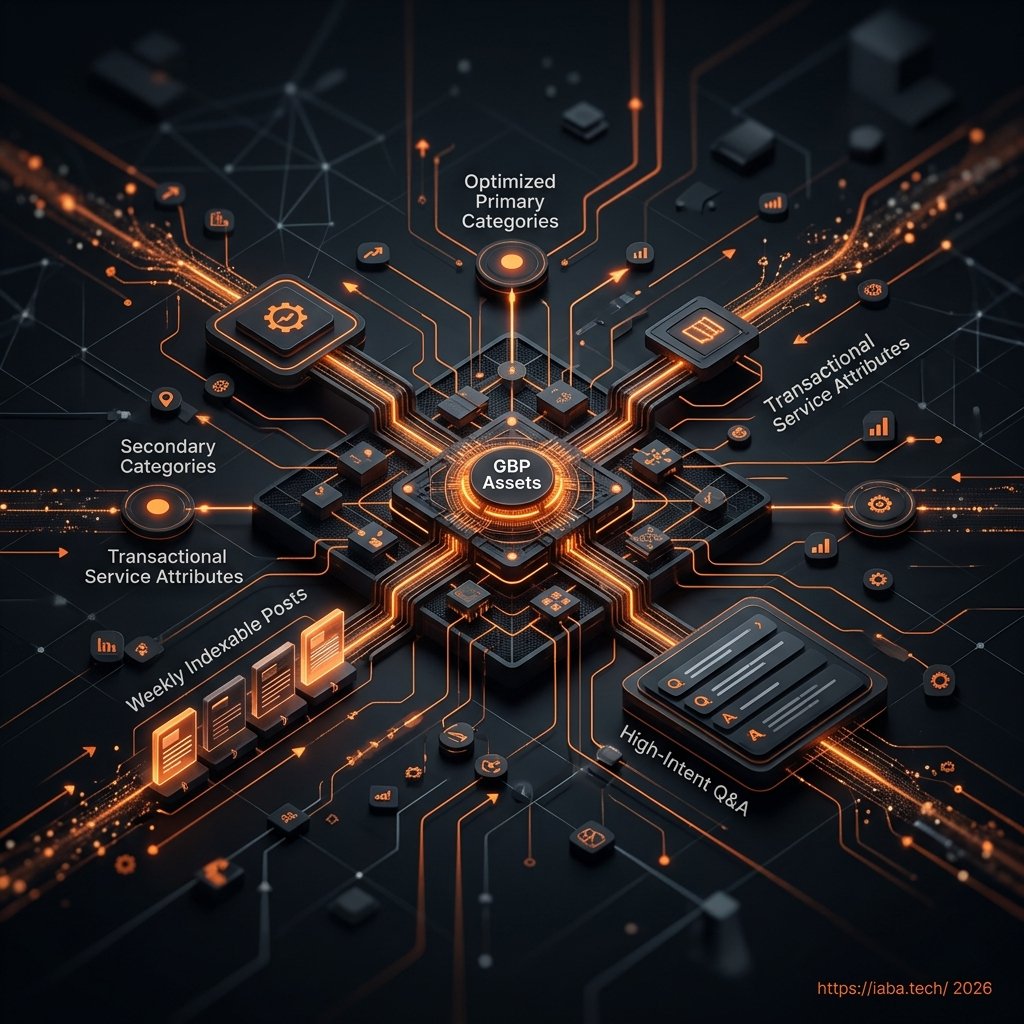 Interface analytique Google Business Profile illustrant l'optimisation sémantique des services et la croissance des leads B2B qualifiés.