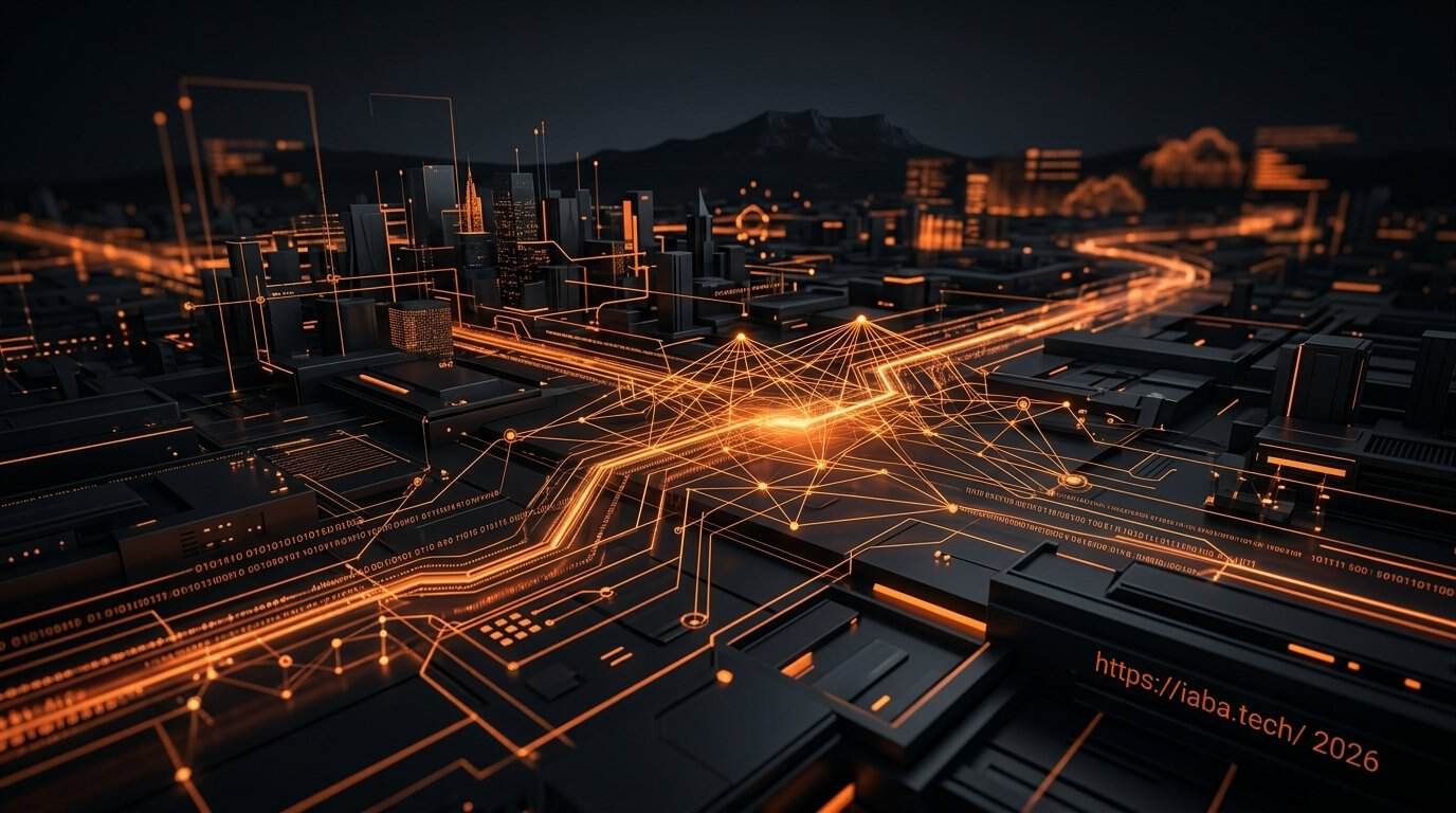 Interface digitale abstraite montrant des graphiques de croissance et flux de données, symbolisant le pilotage d'une stratégie SEM haute performance.