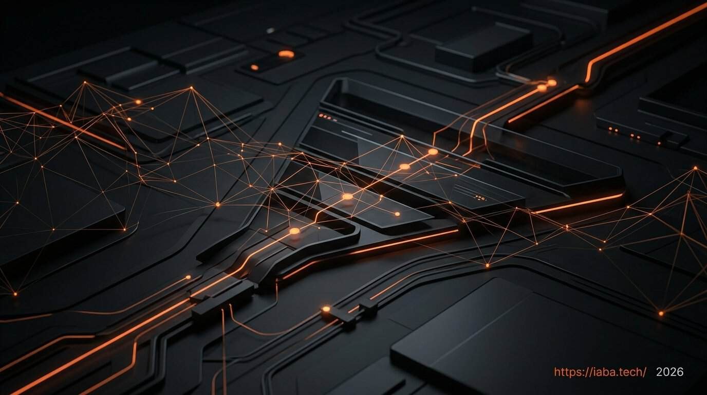 Interface abstraite illustrant un parcours utilisateur fluide et performant, représentant le service UX et CRO dédié aux syndics de copropriété.