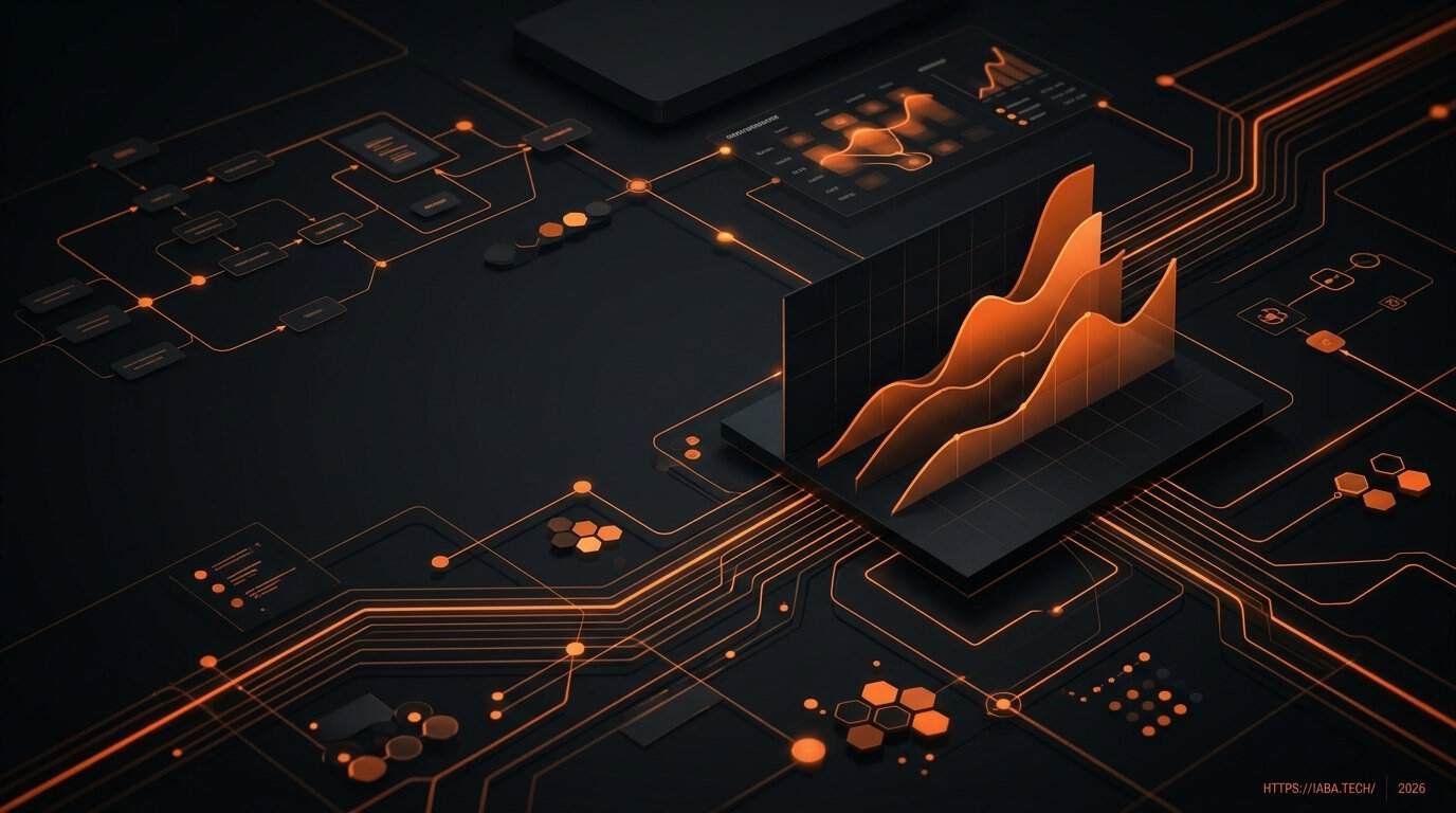 Visualisation abstraite d'un flux de données fluide et d'un entonnoir de conversion, illustrant l'optimisation de l'UX et du CRO.