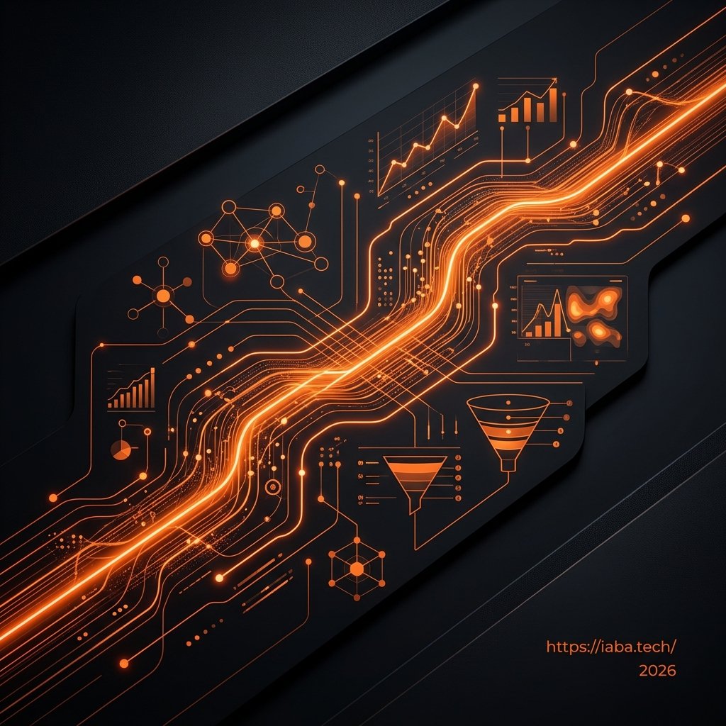 Interface de data-visualisation montrant l'analyse du parcours utilisateur corrélée à l'augmentation du taux de conversion via l'expertise iaba.