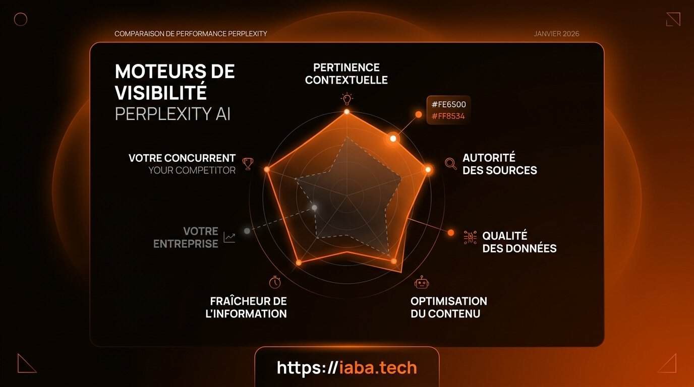 Graphique comparant les facteurs d'indexation Perplexity entre site leader et site challenger