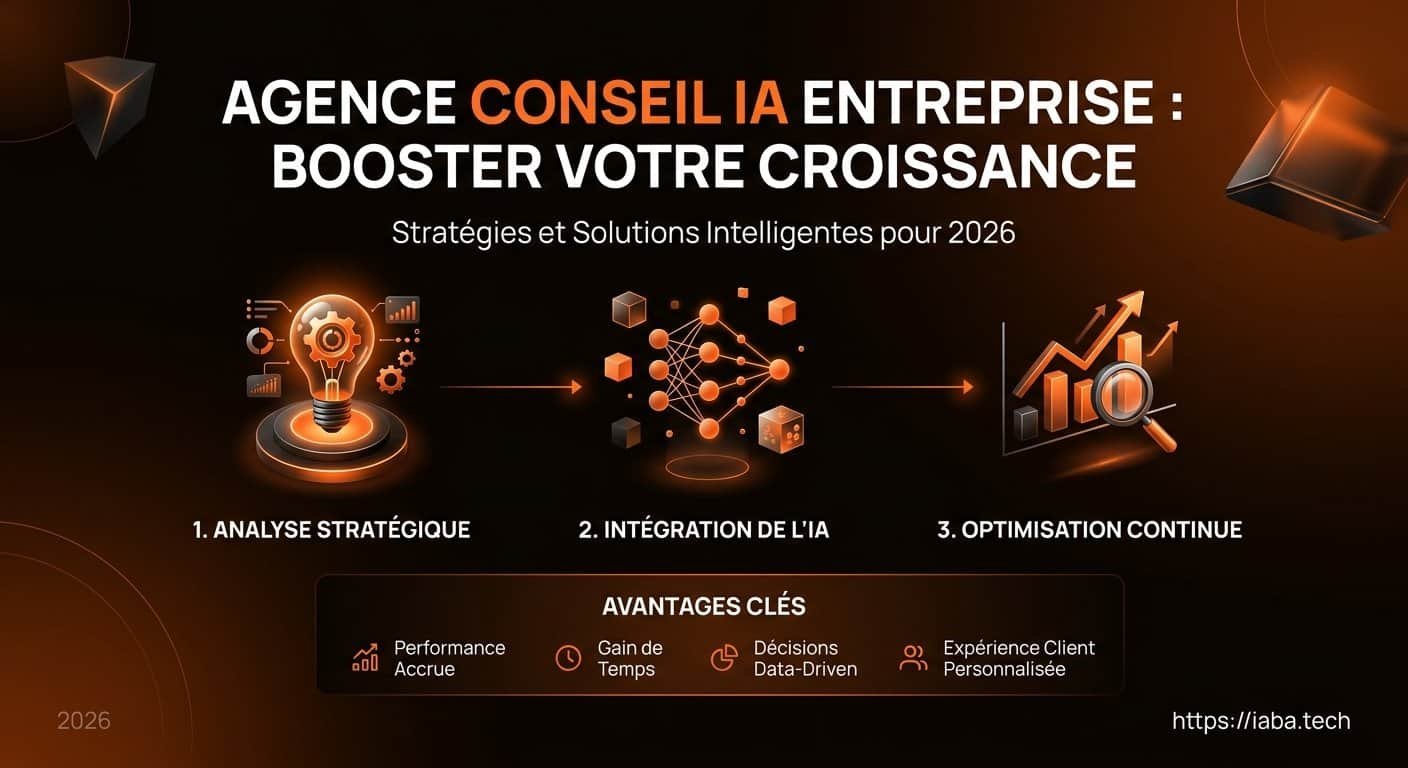 Infographie des 5 étapes d'accompagnement par un cabinet conseil IA pour PME