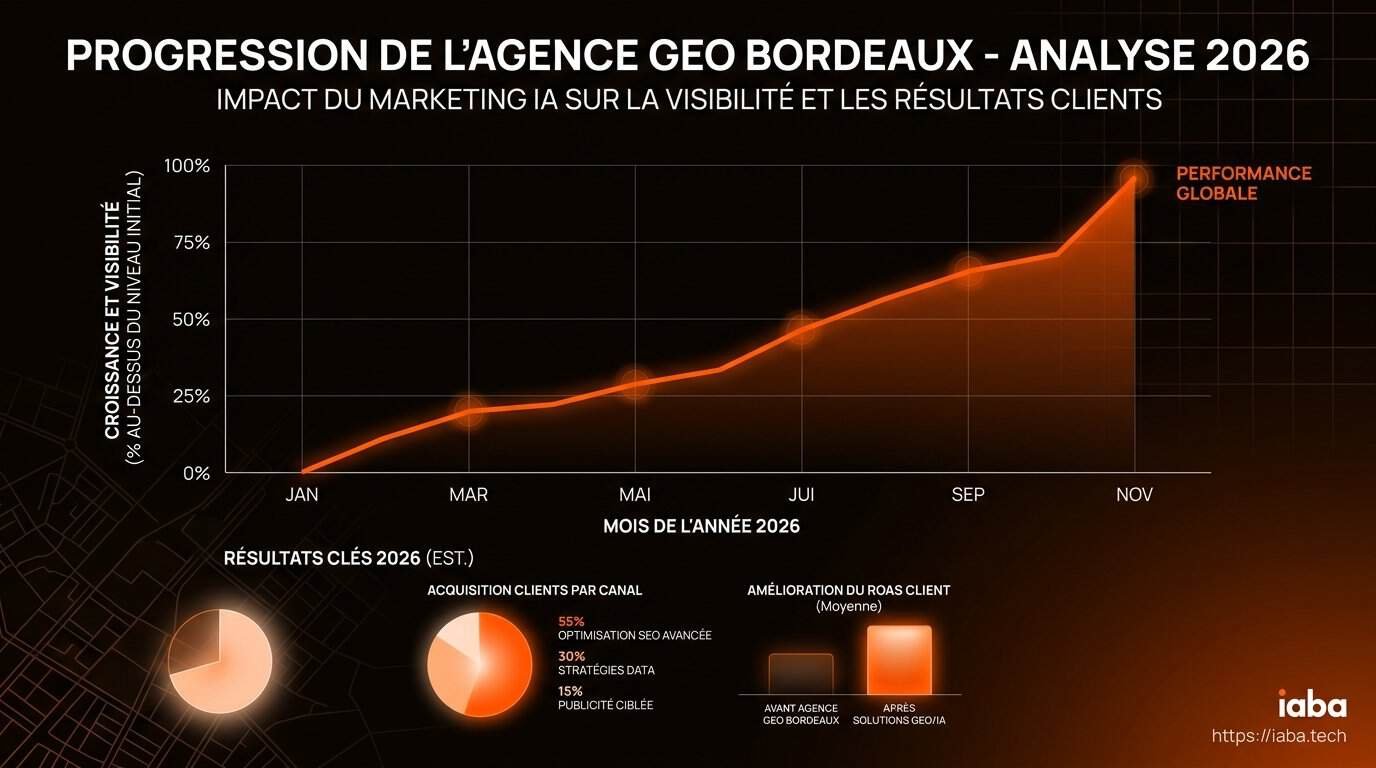 Graphique d'évolution de la visibilité GEO pour les entreprises de Bordeaux