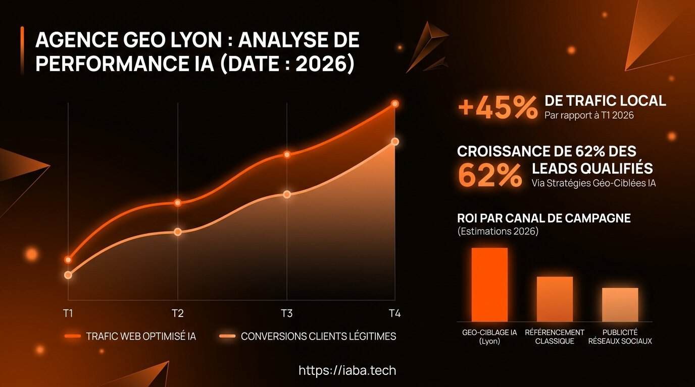 Agence GEO Lyon 2026 : Visibilité IA B2B (ChatGPT, Gemini) 3 Comparaison de la croissance du trafic SEO vs GEO pour les entreprises lyonnaises sur 24 mois