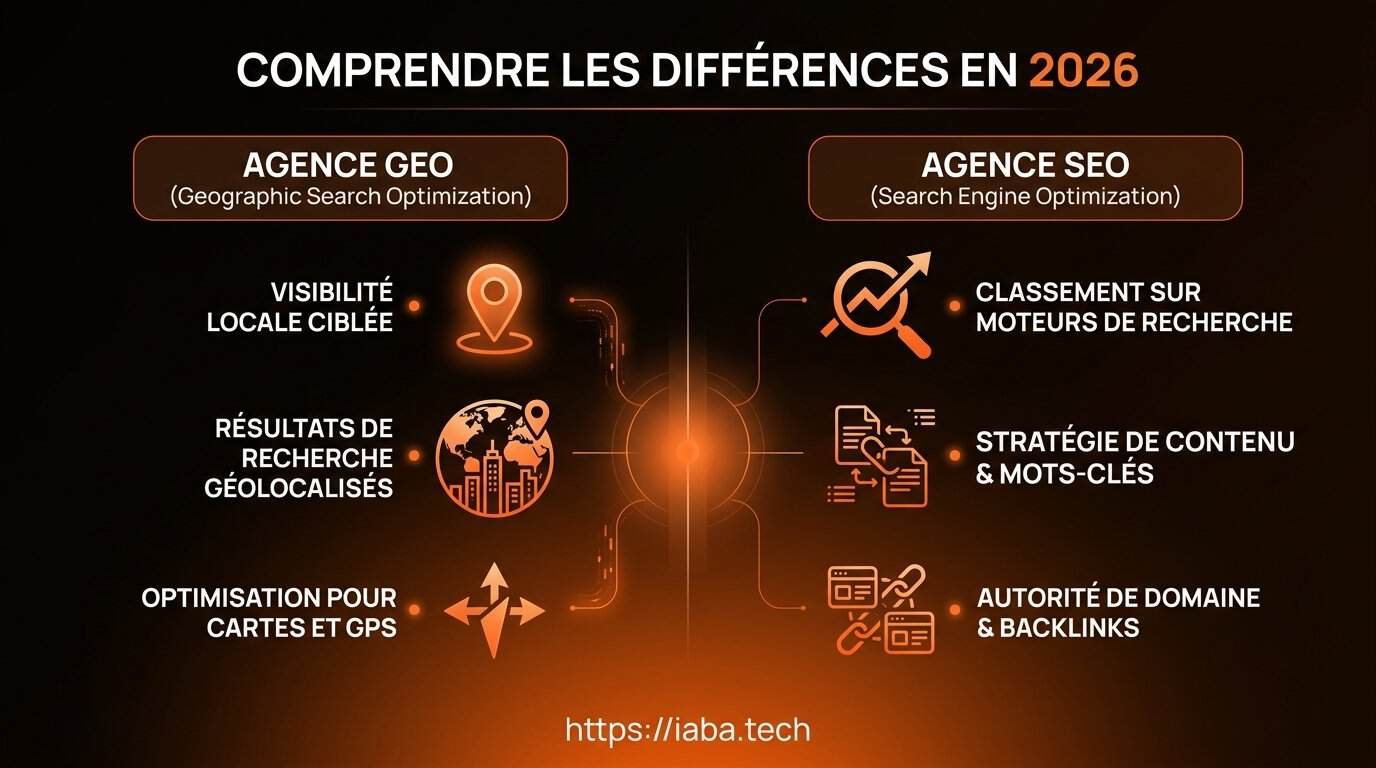 Comparatif des stratégies et flux de trafic entre agence SEO et agence GEO en 2026