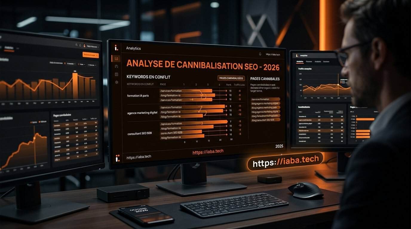 Graphique illustrant l'analyse de cannibalisation SEO entre deux pages web en conflit