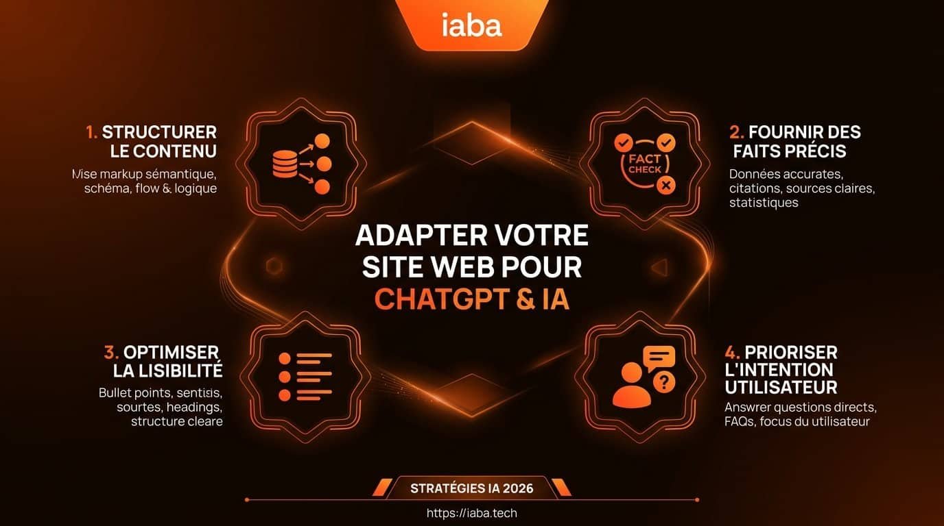 Adapter son site web aux recherches ChatGPT en 2026 2 Schéma étape par étape pour optimiser un site web pour ChatGPT en 2026