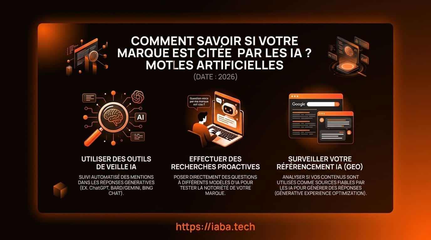Schéma étape par étape pour vérifier la présence d'une marque dans ChatGPT, Claude ou Perplexity