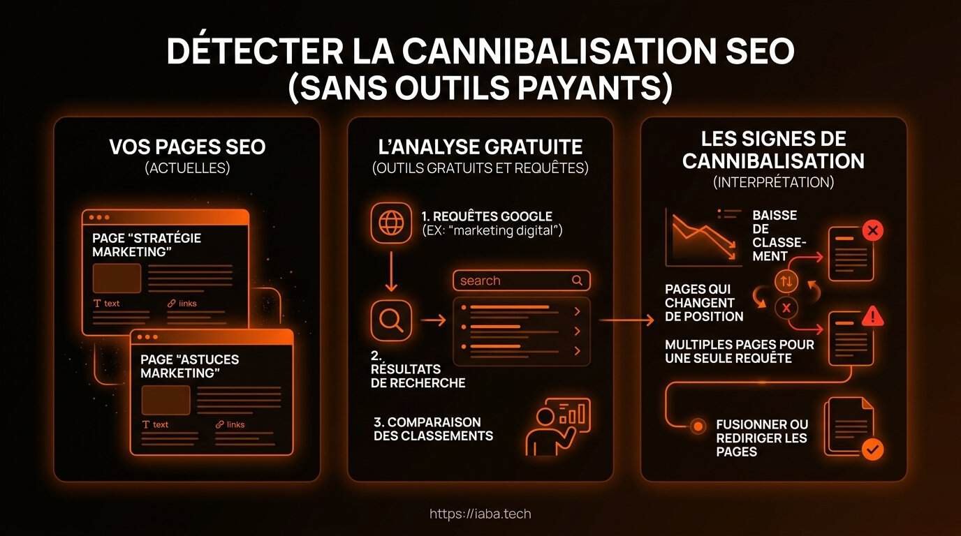 Cannibalisation SEO : la détecter gratuitement en 2026 4 Graphique de cannibalisation SEO : courbes de trafic de deux URLs qui s'inversent sur Google