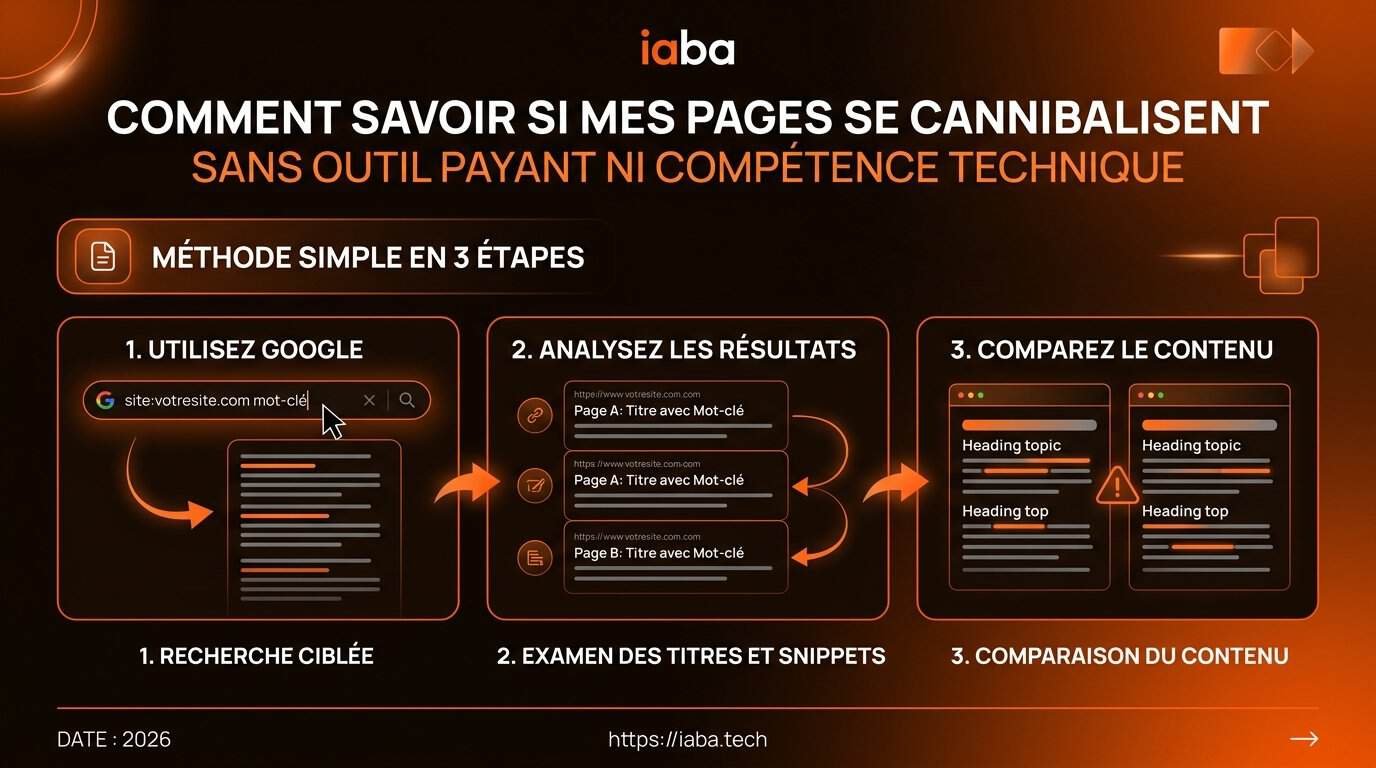 Cannibalisation SEO : la détecter gratuitement en 2026 3 Infographie : 4 étapes pour détecter la cannibalisation SEO via Google Search Console