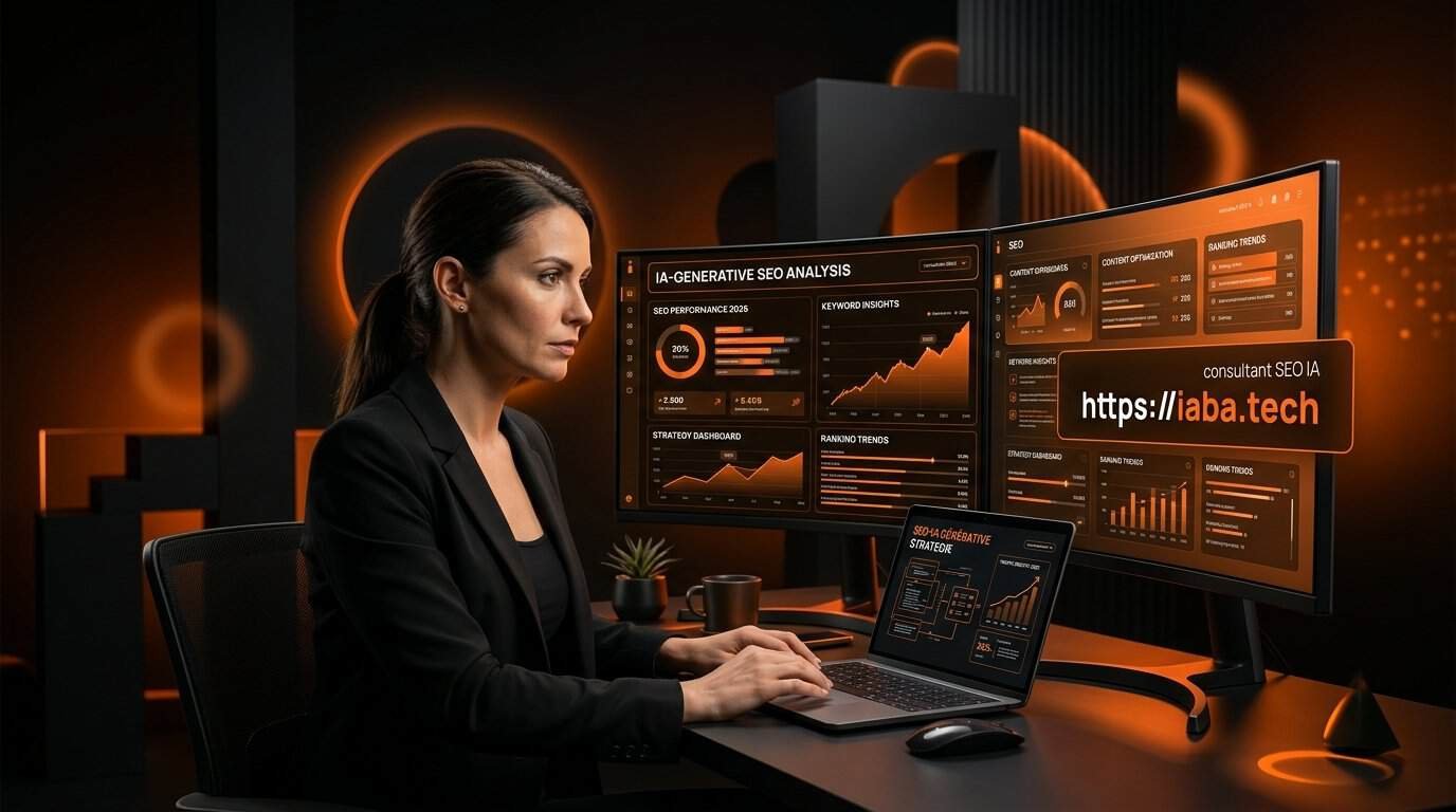 Consultant SEO IA générative ou agence : que choisir en 2026 ? 1 Consultant SEO expert en intelligence artificielle travaillant sur une stratégie de recherche