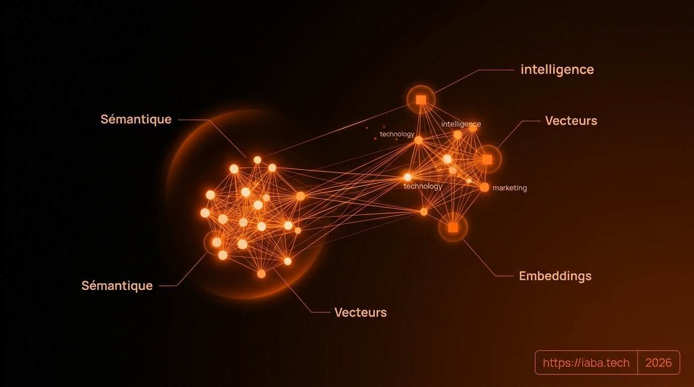 Visualisation vectorielle représentant la similarité sémantique entre différents concepts textuels