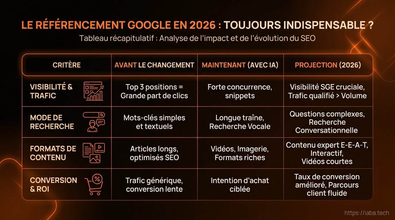 Le référencement Google sert-il encore à quelque chose en 2026 ? 4 Comparatif SEO traditionnel vs recherche générative en B2B 2026