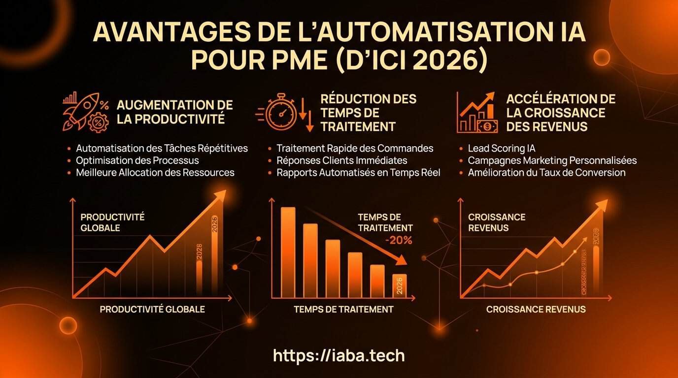 Graphique : gains de productivité comparés des PME avec et sans automatisation IA en 2026