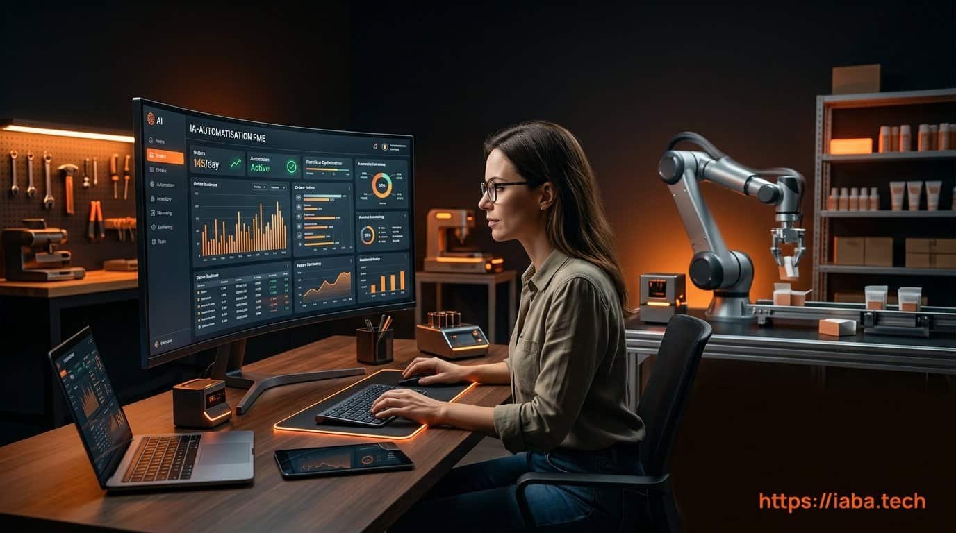 Tableau de bord montrant des exemples d'automatisation par intelligence artificielle pour la gestion des processus en PME