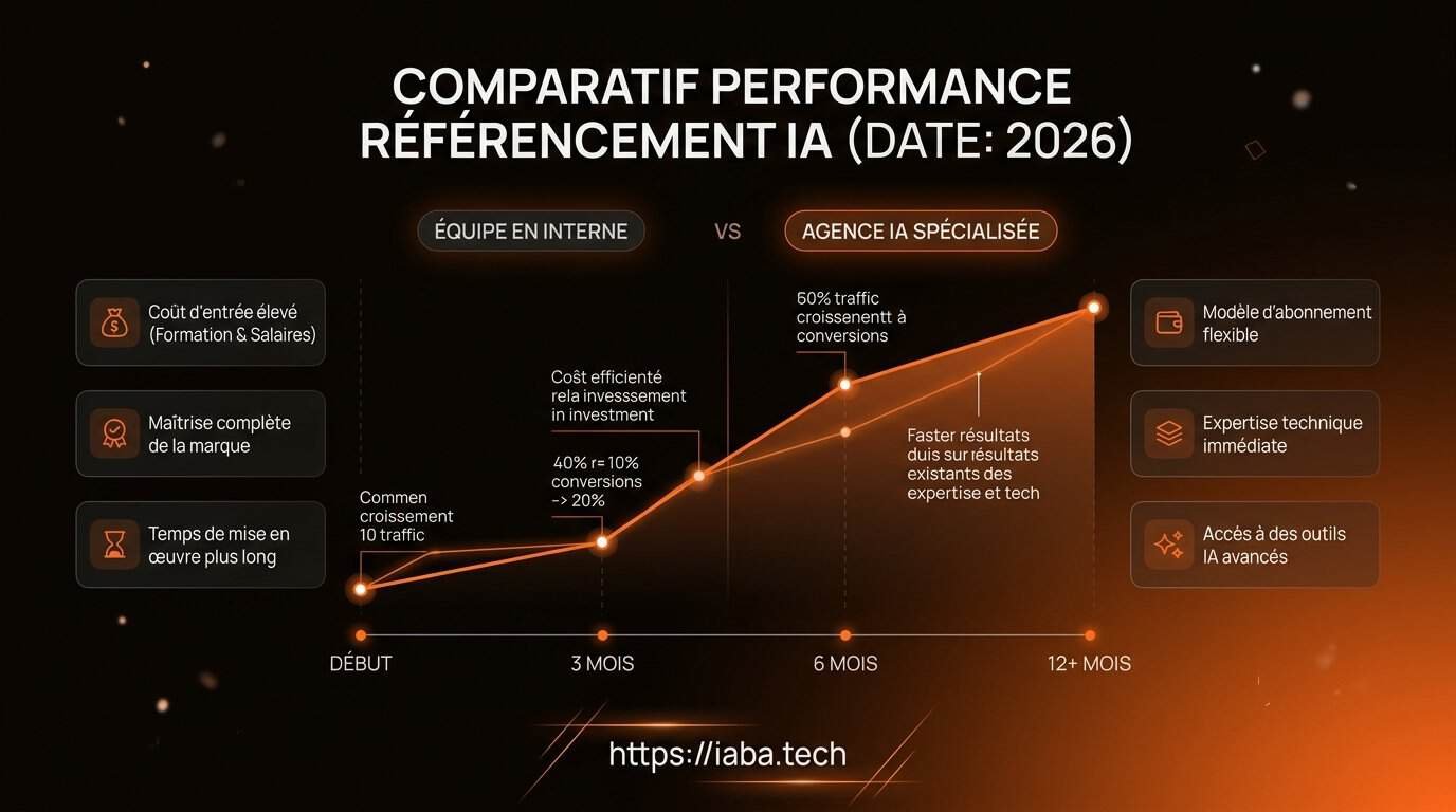Agence ou interne pour le référencement IA en 2026 ? 3 Comparaison du ROI et du temps de déploiement entre équipe interne et agence GEO