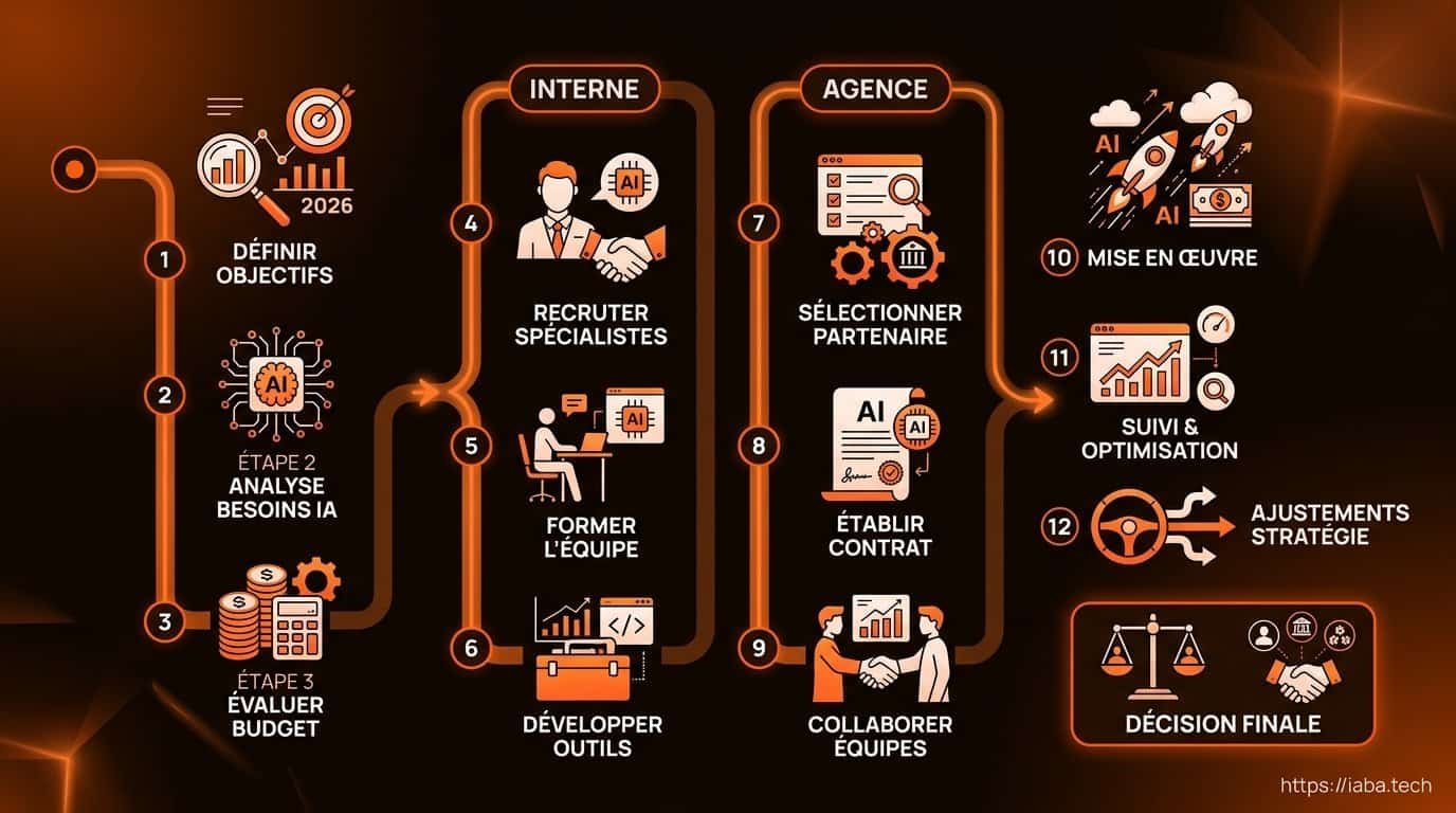 Agence ou interne pour le référencement IA en 2026 ? 5 Schéma de processus pour décider entre interne et agence sur le référencement IA