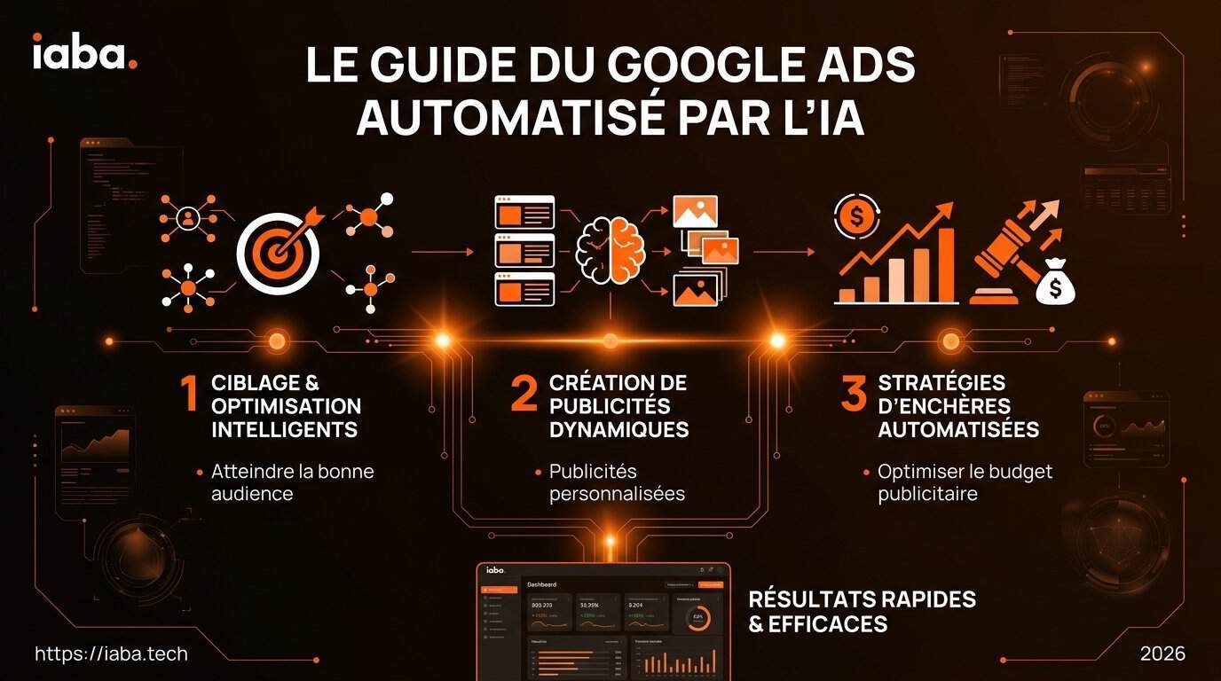 Google Ads et IA en 2026 : automatiser sans perdre le contrôle 2 Schéma : Processus en 5 étapes de Google Ads automatisé par IA en 2026
