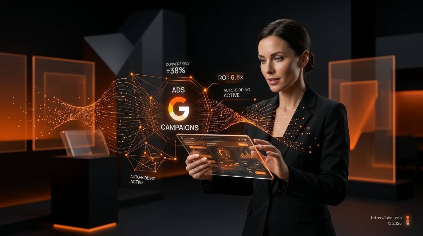 Google Ads et IA en 2026 : automatiser sans perdre le contrôle 1 Tableau de bord de campagne Google Ads optimisé par intelligence artificielle