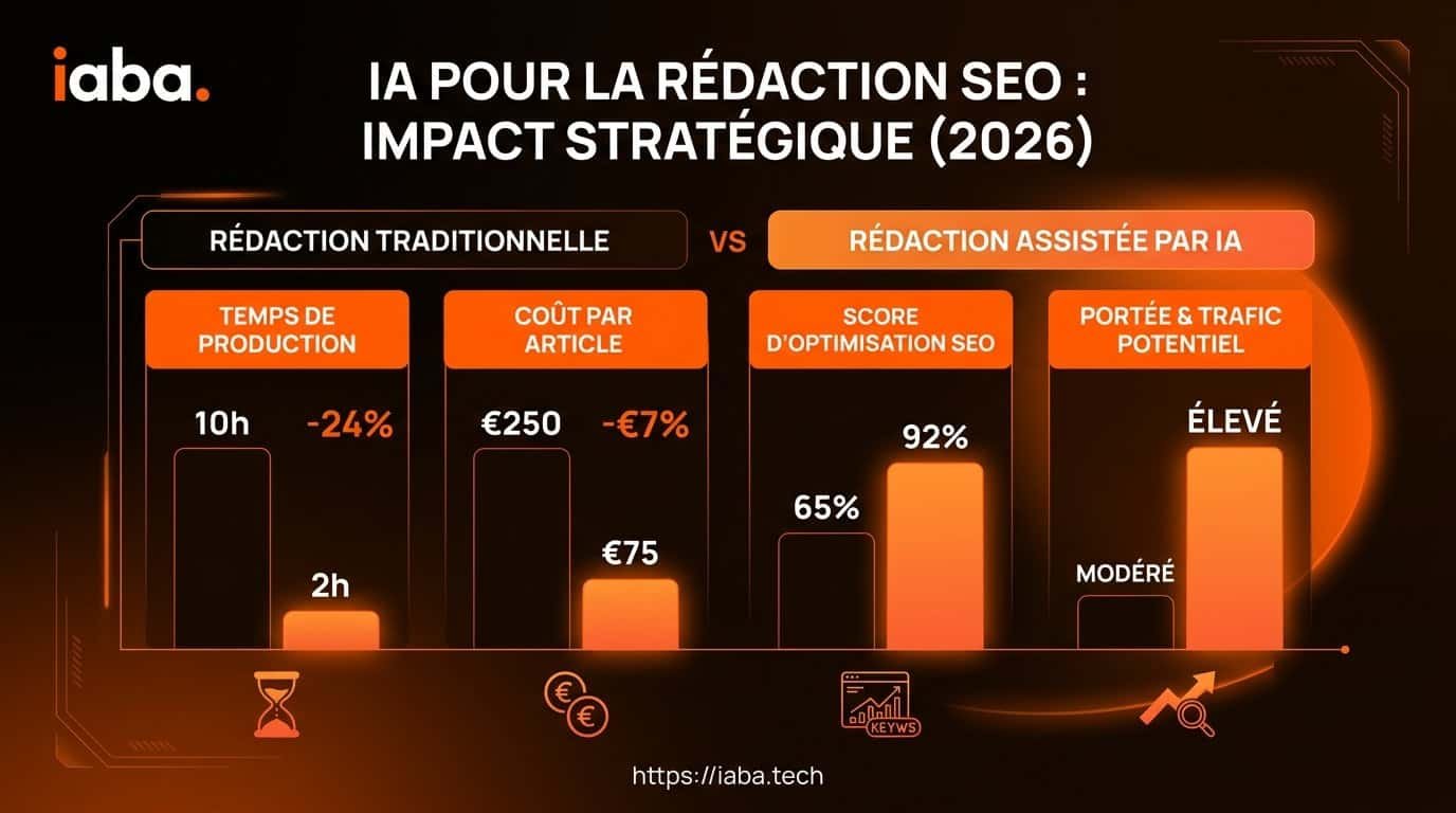 Comparaison de la croissance du trafic organique et du temps de production avec l'IA pour le SEO