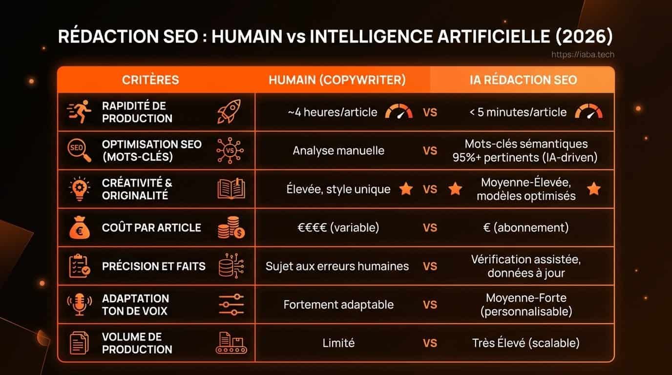 Comparatif des modèles LLM et outils d'IA pour la rédaction SEO en 2026