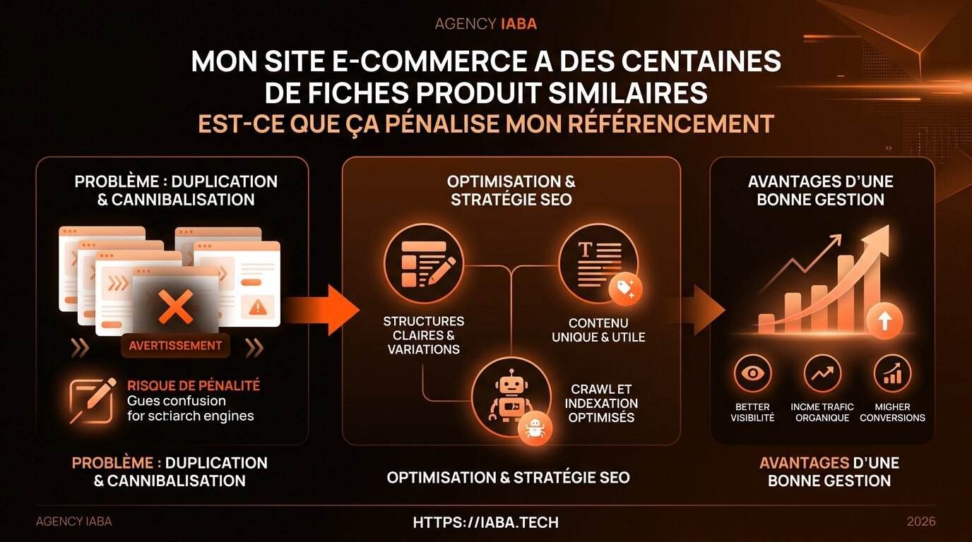 Fiches produits similaires : risque de pénalité SEO 2026 ? 4 Schéma décisionnel solutions techniques contre le contenu dupliqué fiches produits e-commerce