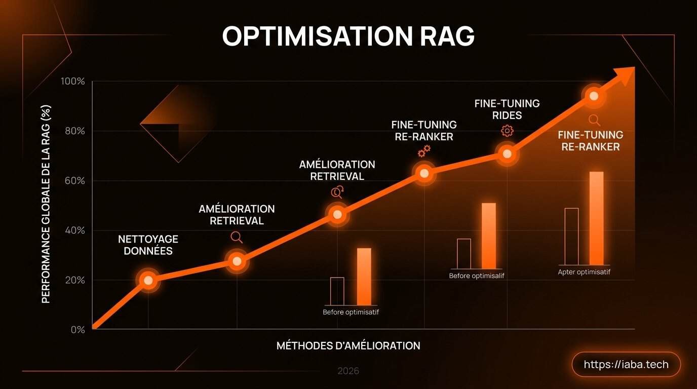 Graphique : performance du RAG avant/après optimisation des passages et embeddings