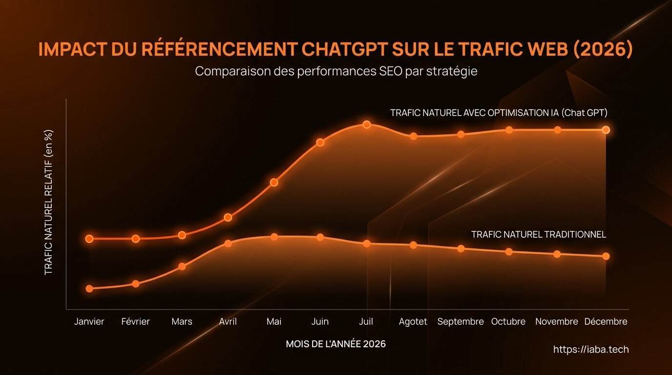 Référencement ChatGPT : Comment être cité par l'IA (2026) 2 Graphique de l'évolution de l'impact du référencement ChatGPT sur la visibilité organique en 2026