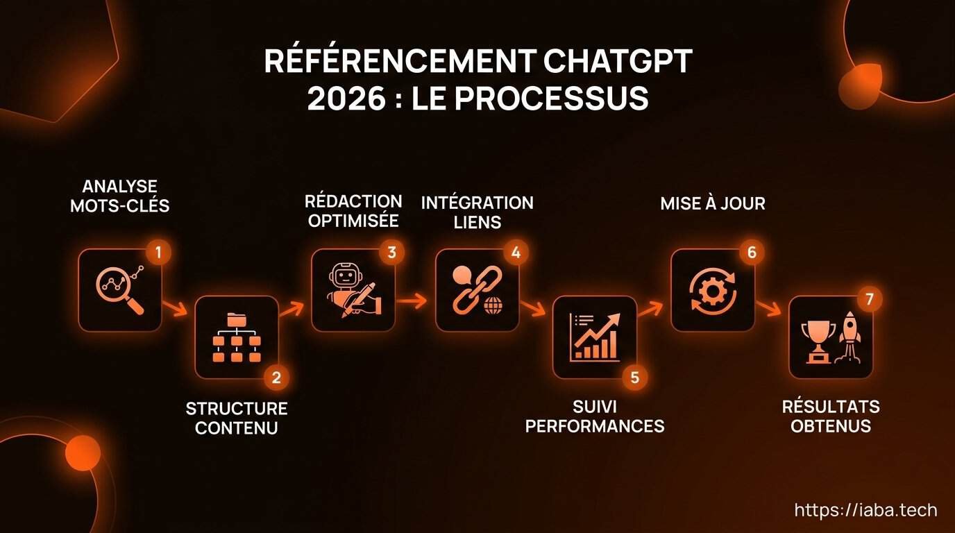 Référencement ChatGPT : Comment être cité par l'IA (2026) 5 Schéma de processus d'optimisation SEO pour ChatGPT en 2026 et alignement E-E-A-T