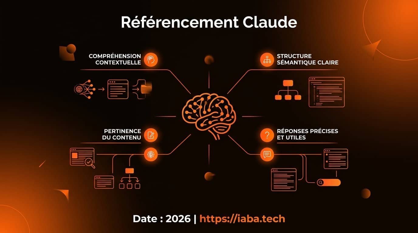 Référencement Claude AI : Comment Être Cité en 2026 3 Infographie du processus de référencement Claude : prompt, RAG, vérification de source, citation IA en 2026