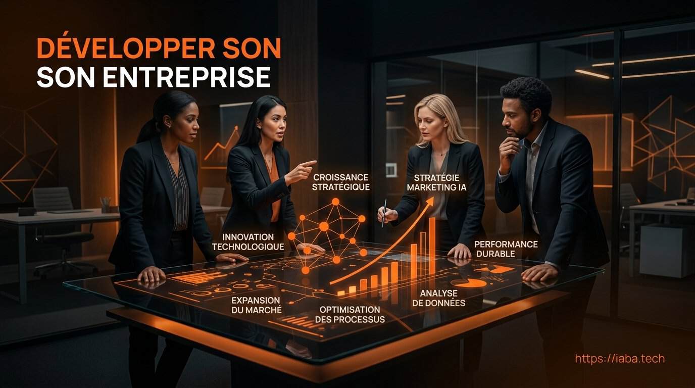 Comment développer son entreprise : les 6 leviers B2B 1 Entrepreneur utilisant un graphique de croissance pour développer son entreprise