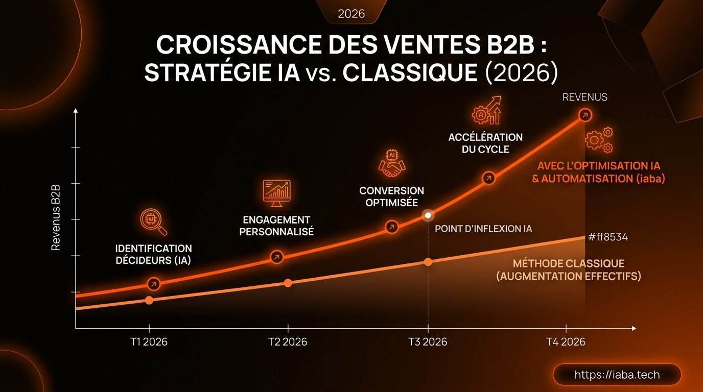 Comment vendre plus en B2B sans recruter ? 9 leviers 3 Graphique comparant l'évolution des taux de conversion B2B entre prospection sortante et inbound marketing avec CRM automatisé