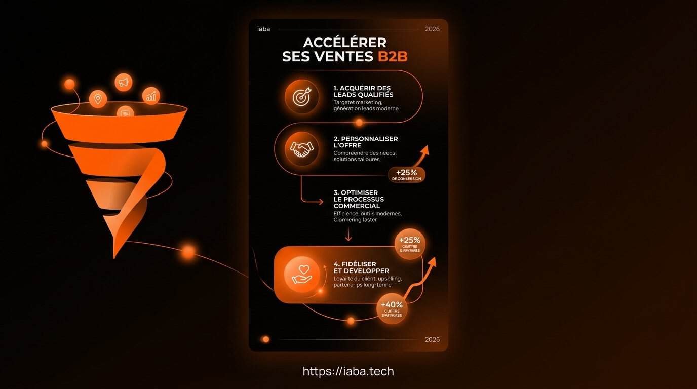 Comment vendre plus en B2B sans recruter ? 9 leviers 2 Schéma des étapes pour vendre plus sur internet en B2B via l'automatisation