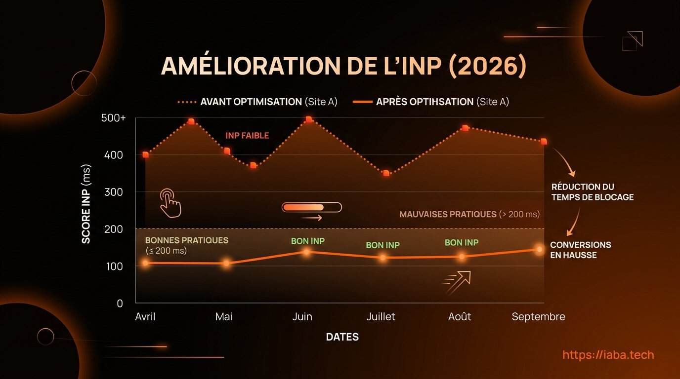 Évolution du score INP sur 12 mois après optimisation JavaScript