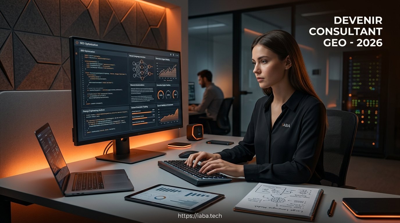 Expert travaillant sur une stratégie de référencement pour les moteurs de recherche génératifs