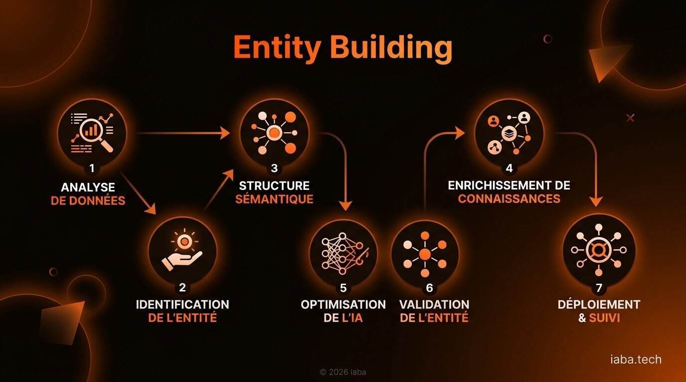 Entity Building 2026 : imposer sa marque aux IA (guide) 5 Schéma de déploiement d'une stratégie d'entity building : de la sémantique au Knowledge Graph