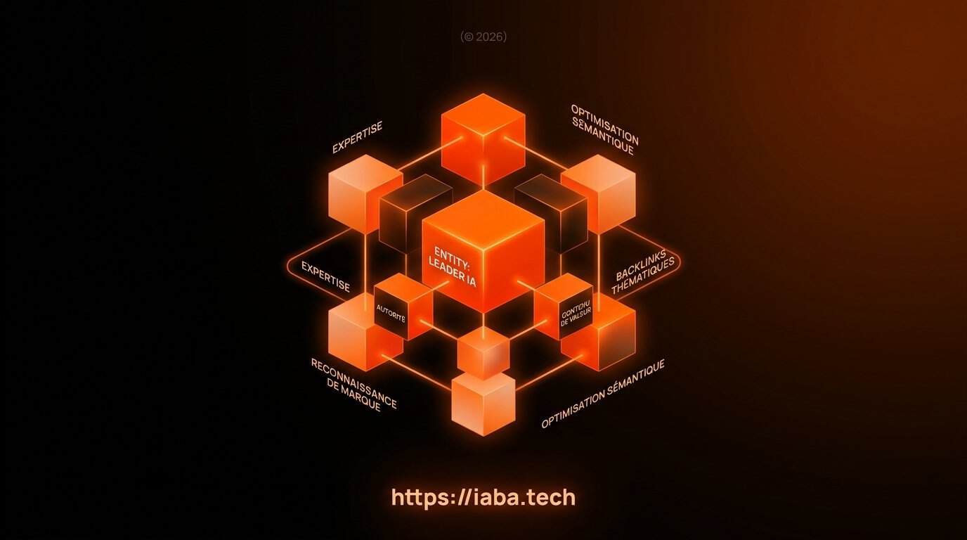 Entity Building 2026 : imposer sa marque aux IA (guide) 1 Schéma de entity building : connexions entre marque, schema.org et Knowledge Graph
